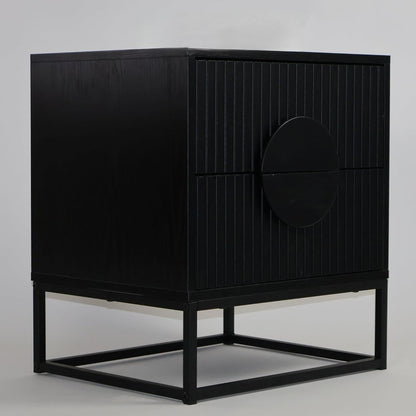 Buró 2 cajones para recámara minimalista -negro con negro