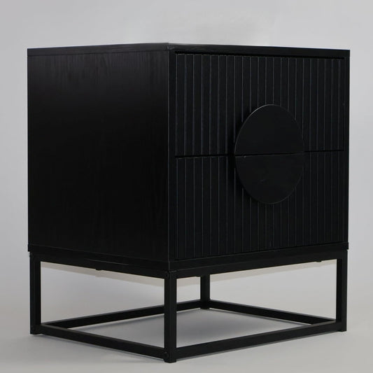 Buró 2 cajones para recámara minimalista -negro con negro