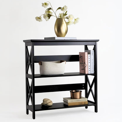 Credenza Recibidor Moderna - Mesa para Recibidor Entrada con 3 Repisas de Madera (Negro)