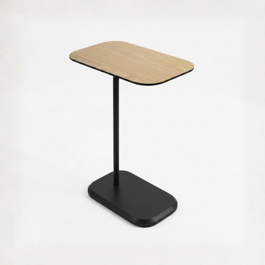 Mesa Auxiliar Minimalista para Sala  Cama sofá - Mesa Lateral  negro-natural