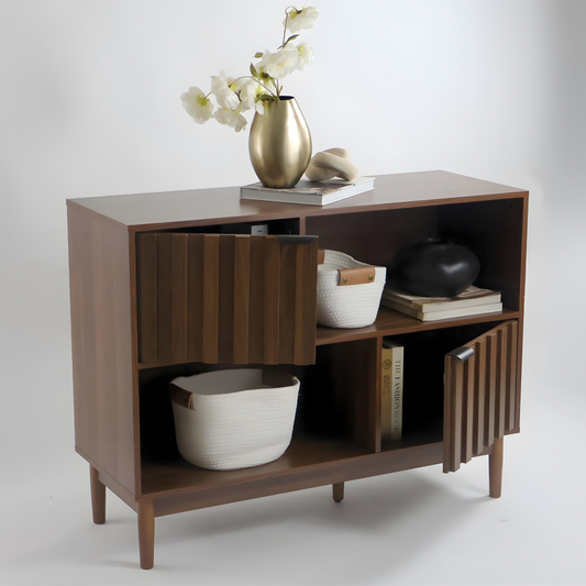 Credenza/Buffetero color nogal con 2 repisas y 2 puertas