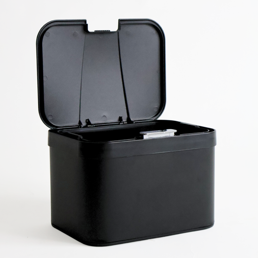 Bote de basura negro pequeño de repisa para cocina 5 Litros con tapa