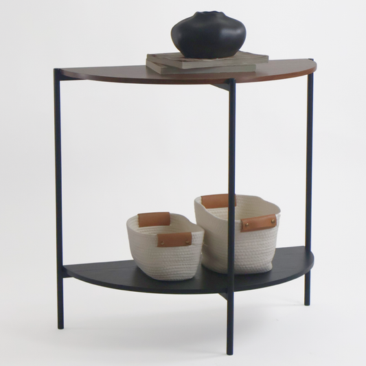 Credenza/Recibidor de 2 repisas café y nogal