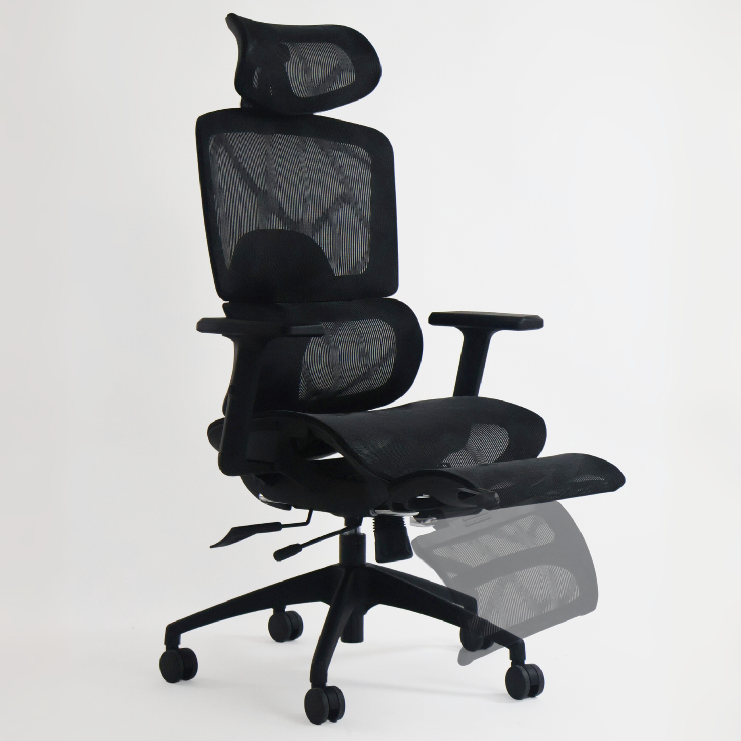 Silla Oficina Ergonómica Soporte Lumbar Silla de Malla para Oficina Asiento Ajustable Negra con reposapies