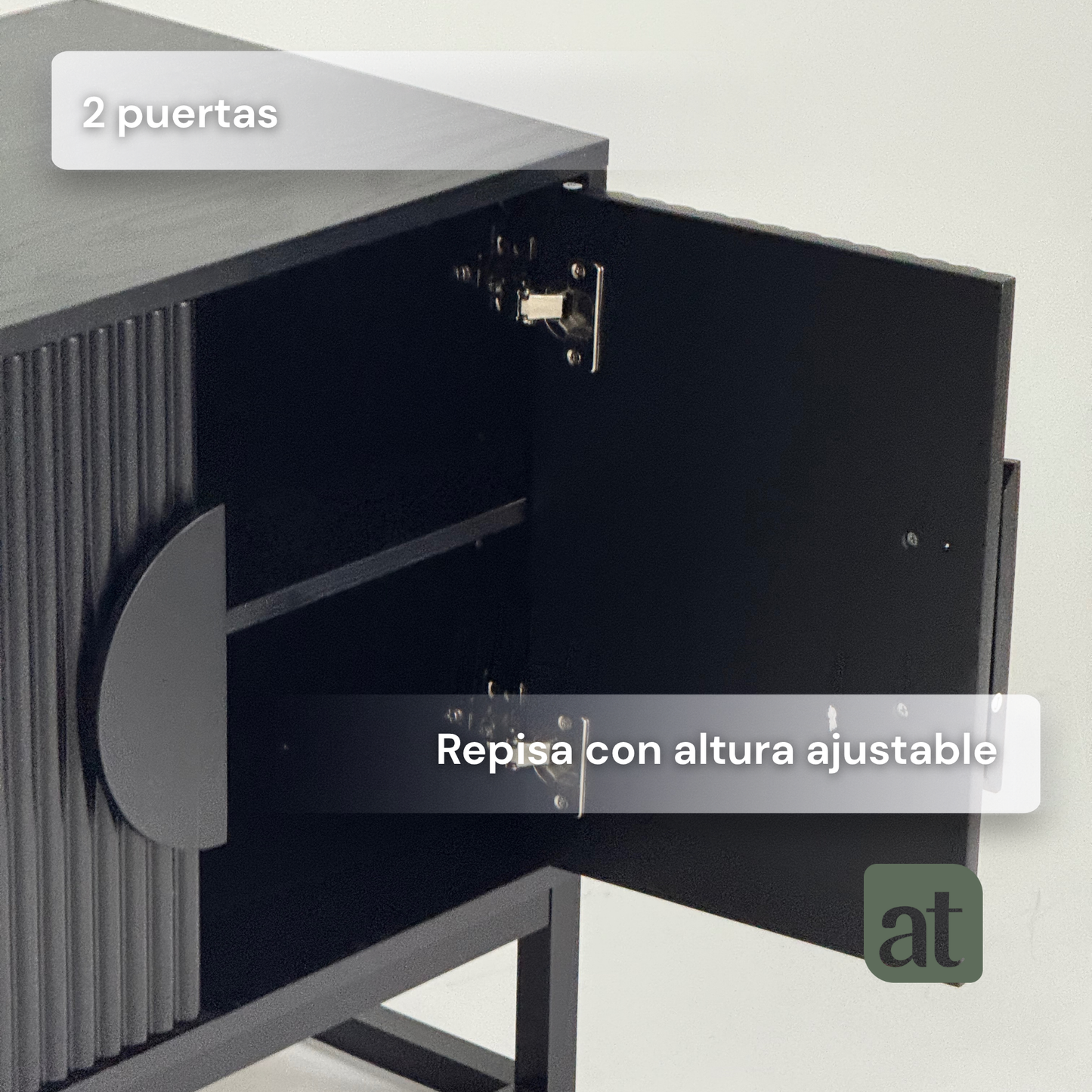 Buró 2 puertas para recámara de madera - negro