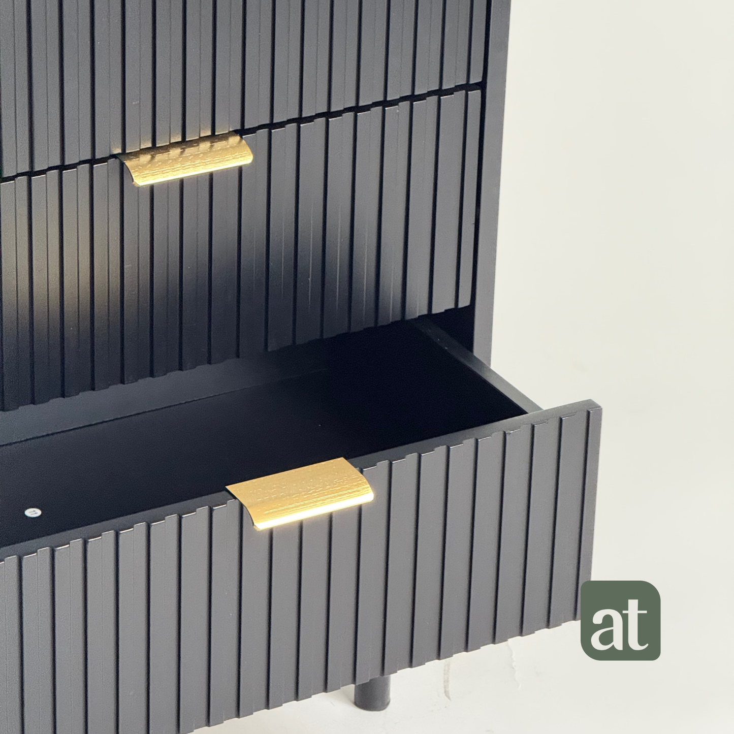 Buró 3 cajones para recámara minimalista - negro