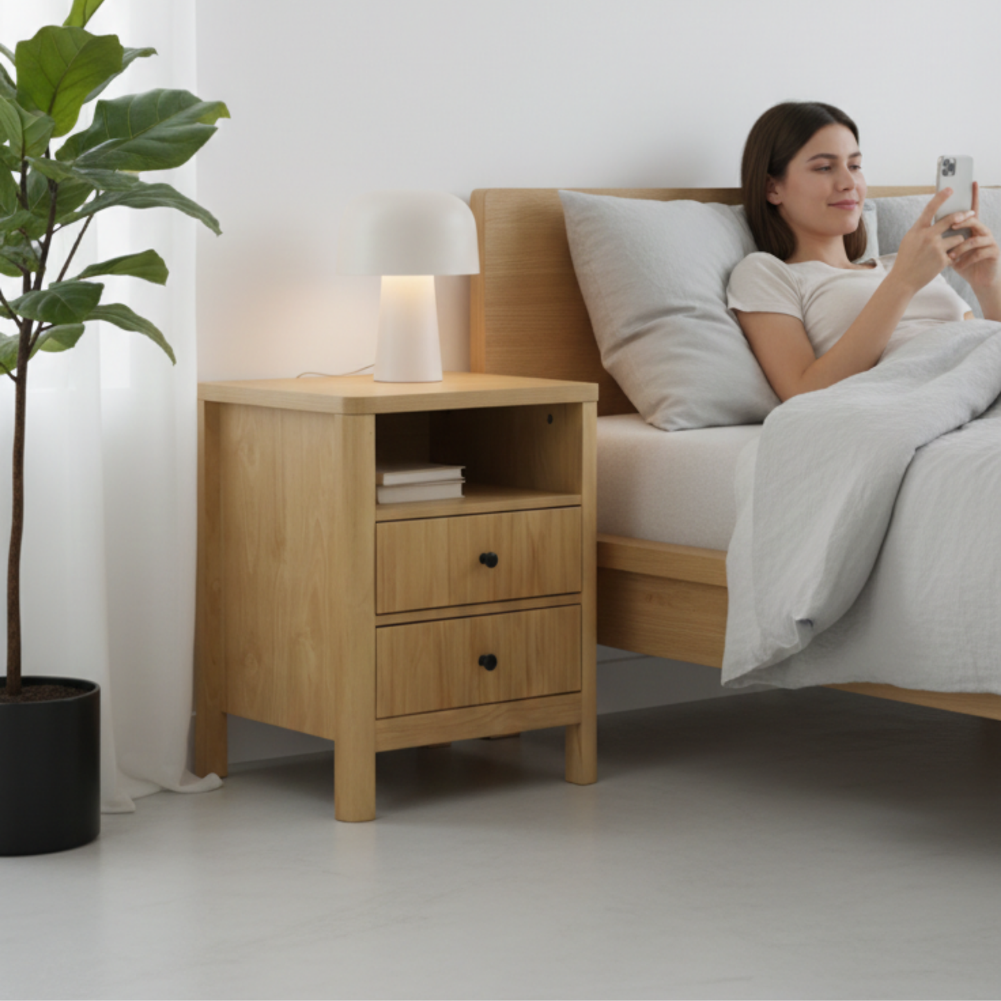 Buró Odette Natural 2 cajones y 1 repisa