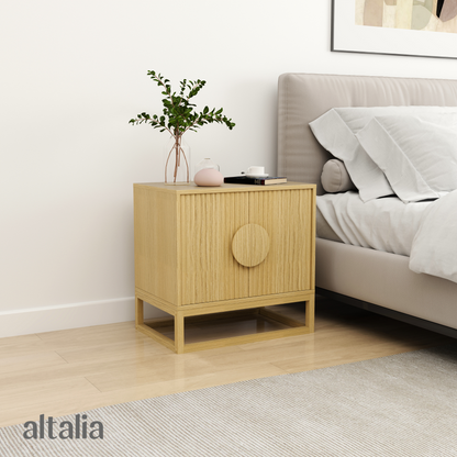 Buró para Recámara de Madera Minimalista Moderno (Natural) con 2 puertas