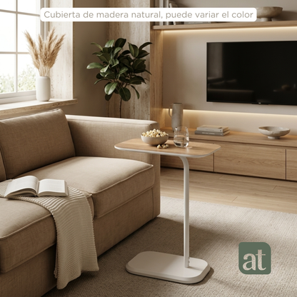 Mesa Auxiliar Minimalista para Sala  Cama sofá - Mesa Lateral blanco-café