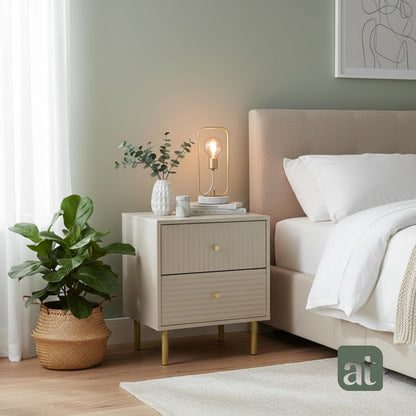 Buró 2 cajones para recámara minimalista - Gris