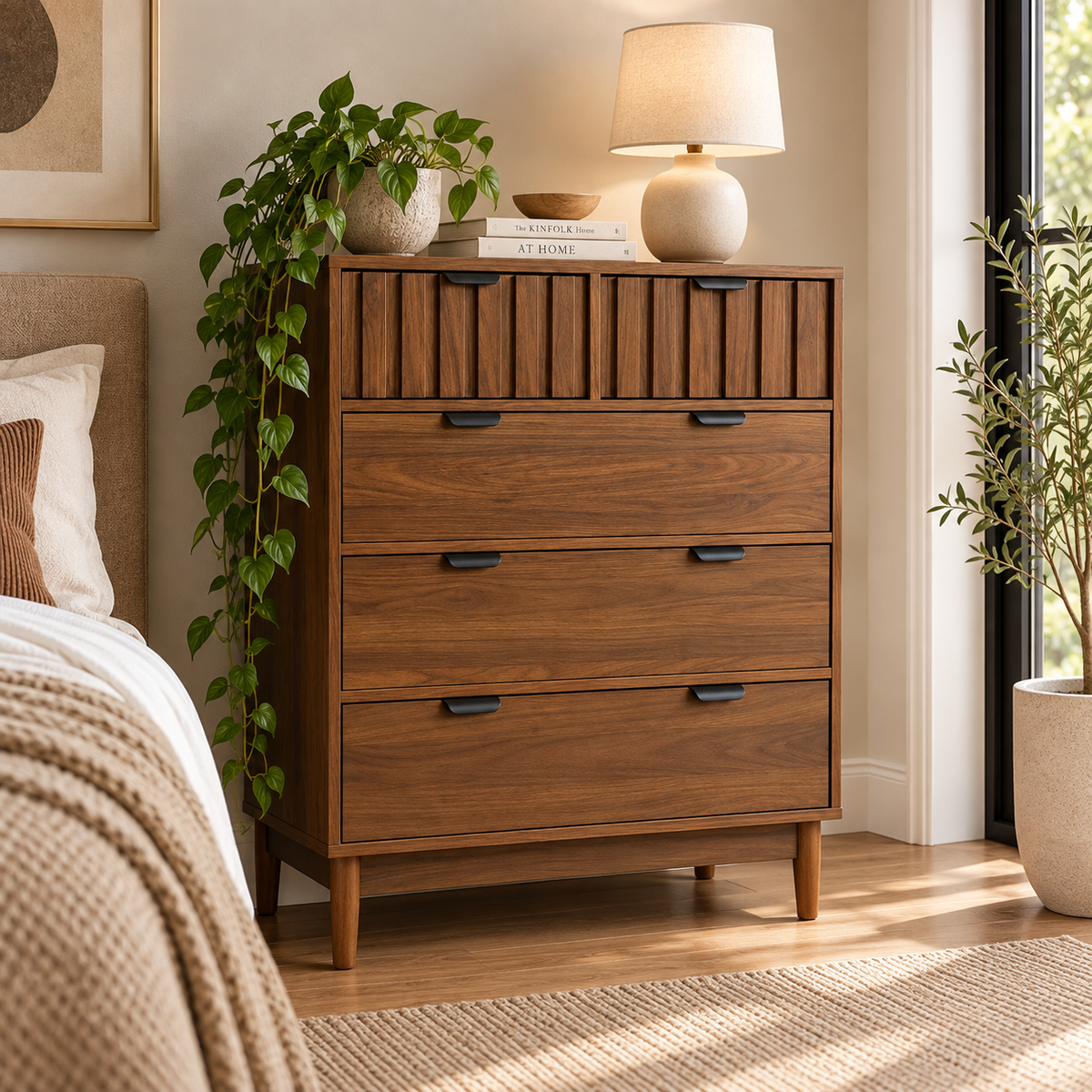 Cajonera Alta Modelo Arno - 80x40x101 cm - Cómoda 5 cajones
