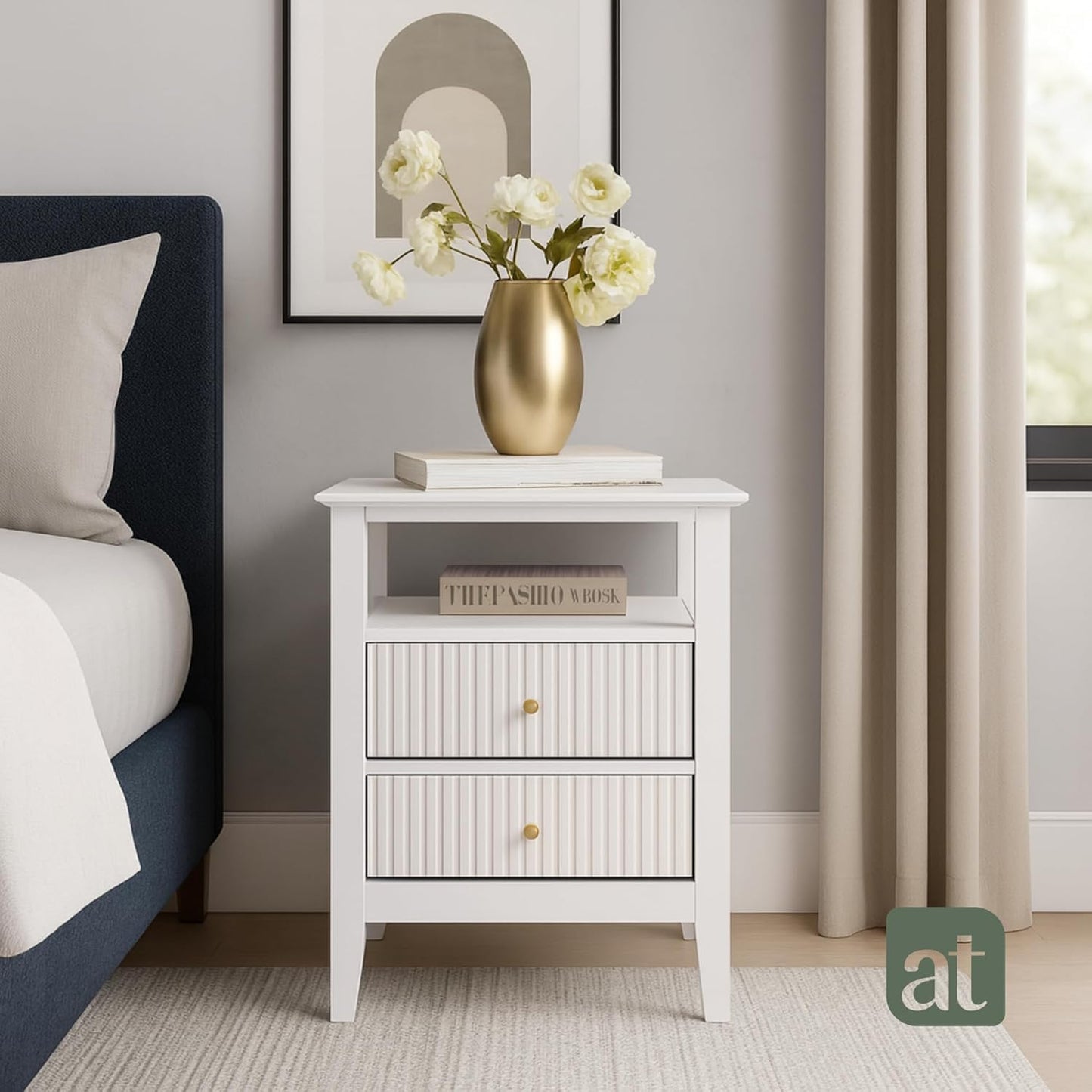 Buró Odette blanco 2 cajones y 1 repisa