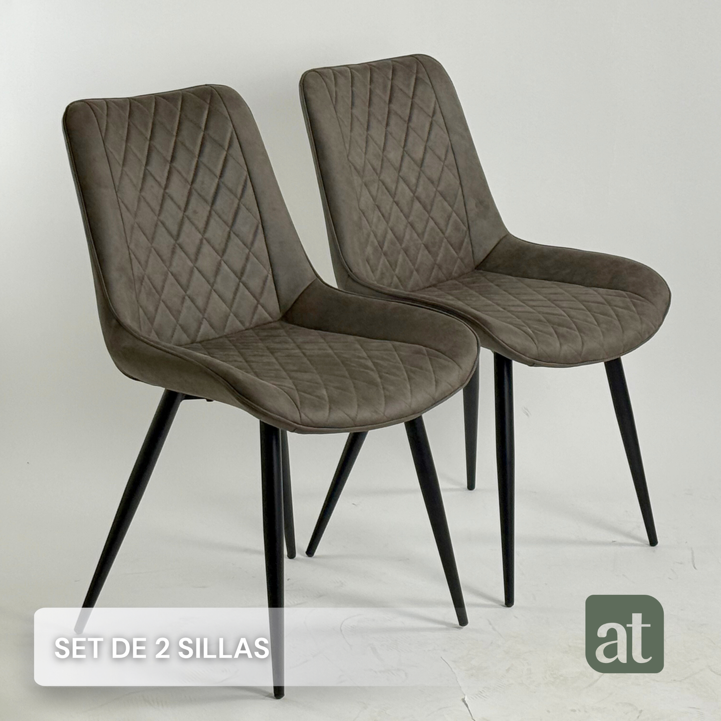 Set de 2 sillas sin brazo color tabaco