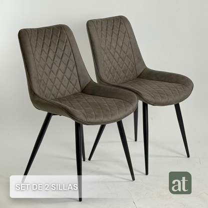 Set de 2 sillas sin brazo color tabaco