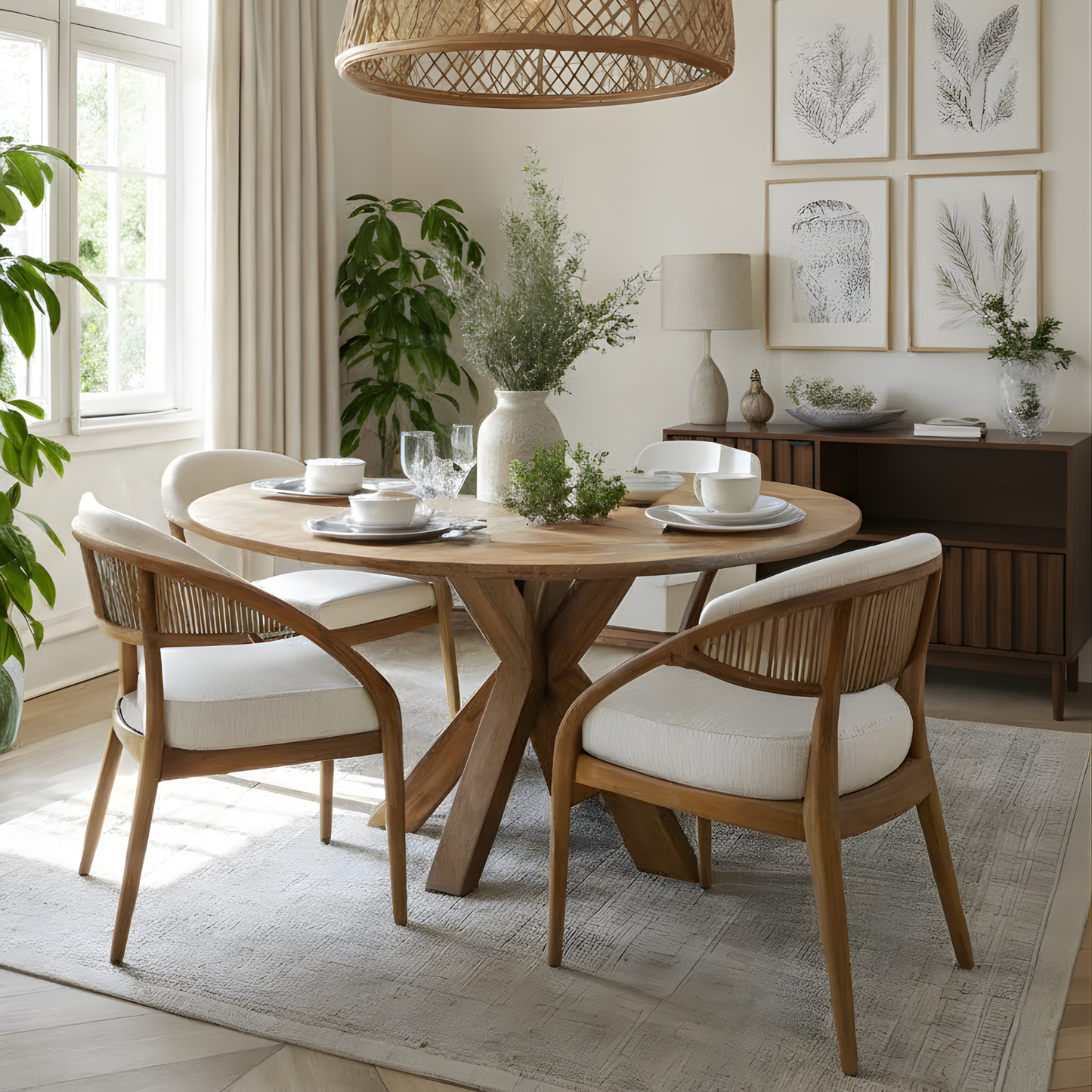 Credenza/Buffetero color nogal con 2 repisas y 2 puertas