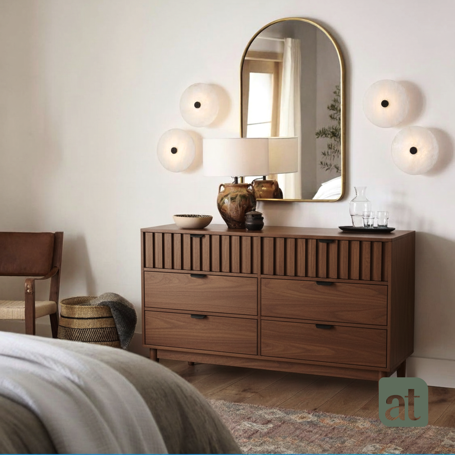 Cómoda/Cajonera color nogal con 6 cajones