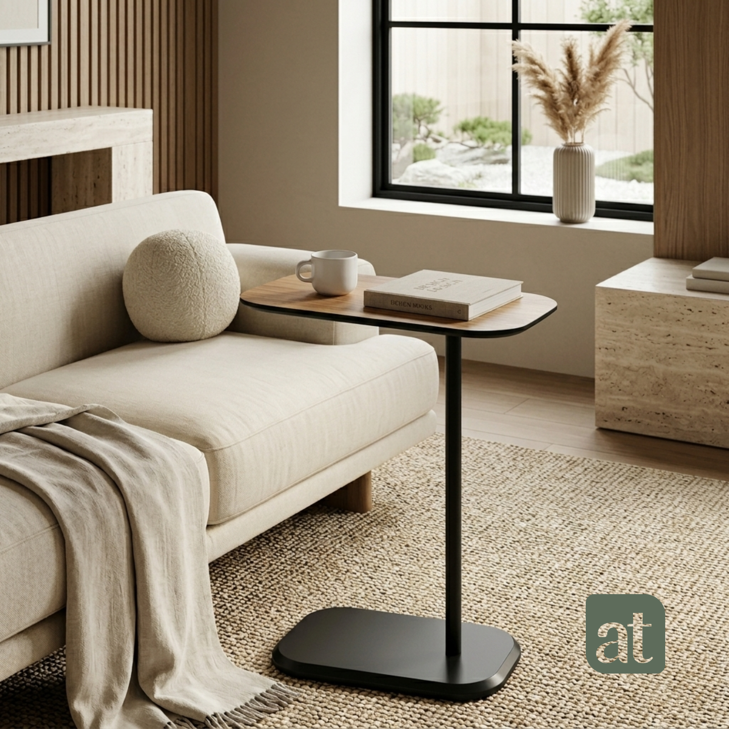 Mesa Auxiliar Minimalista para Sala  Cama sofá - Mesa Lateral café-negro