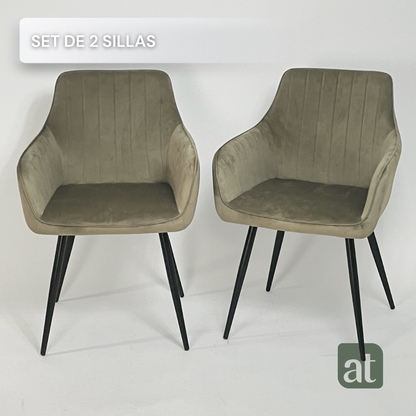 Set de 2 sillas con brazo color beige