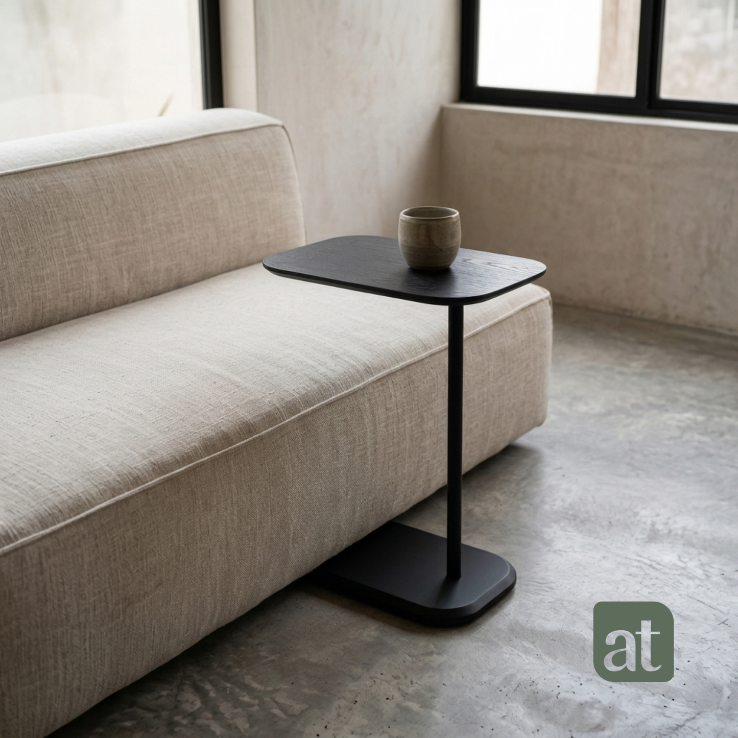 Mesa Auxiliar Minimalista para Sala  Cama sofá - Mesa Lateral  negro-negro