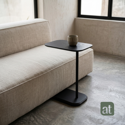 Mesa Auxiliar Minimalista para Sala  Cama sofá - Mesa Lateral  negro-negro