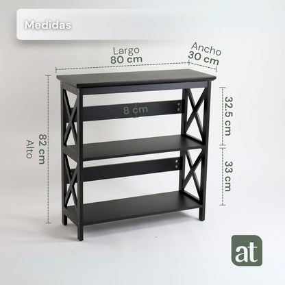 Credenza Recibidor Moderna - Mesa para Recibidor Entrada con 3 Repisas de Madera (Negro)