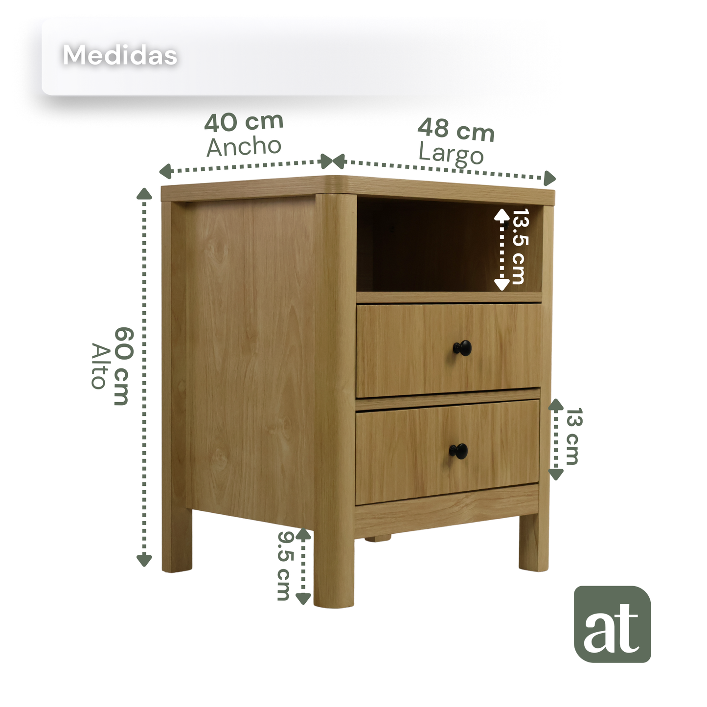 Buró Odette Natural 2 cajones y 1 repisa