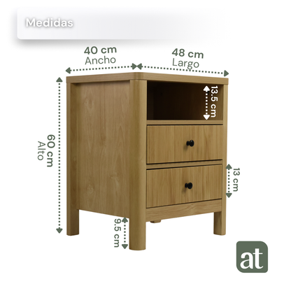 Buró Odette Natural 2 cajones y 1 repisa