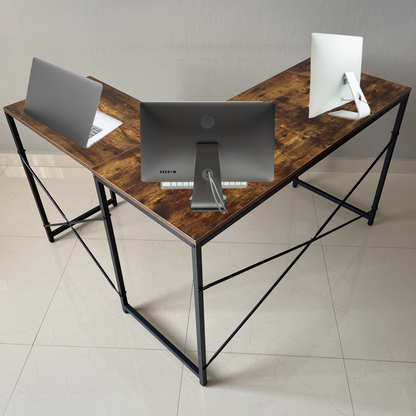 Escritorio en L de Madera esquinero minimalista (Café Oscuro)