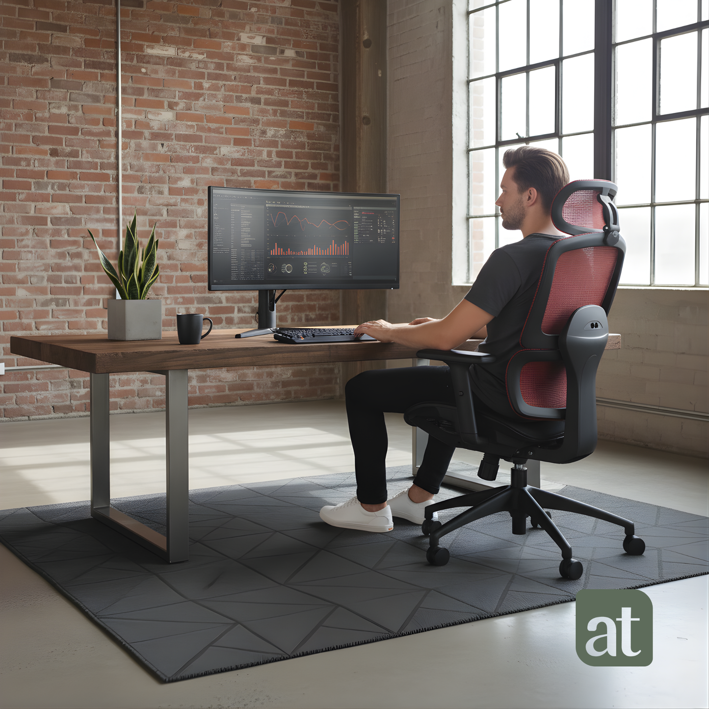 Silla Oficina Ergonómica Soporte Lumbar Silla de Malla para Oficina Asiento Ajustable