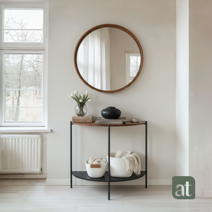 Credenza/Recibidor de 2 repisas café y nogal