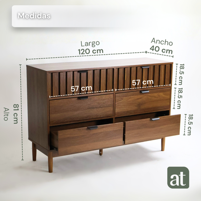 Cómoda/Cajonera color nogal con 6 cajones