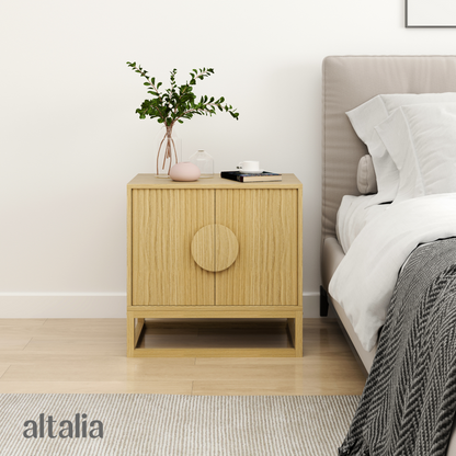 Buró para Recámara de Madera Minimalista Moderno (Natural) con 2 puertas