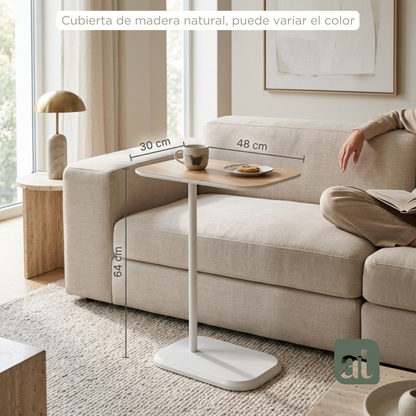 Mesa Auxiliar Minimalista para Sala  Cama sofá - Mesa Lateral blanco-café