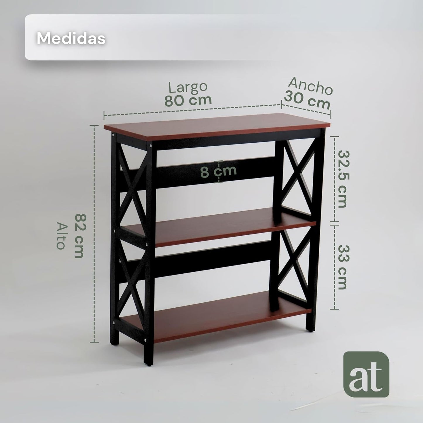 Credenza Recibidor Moderna - Mesa para Recibidor Entrada con 3 Repisas de Madera (Negro con café)