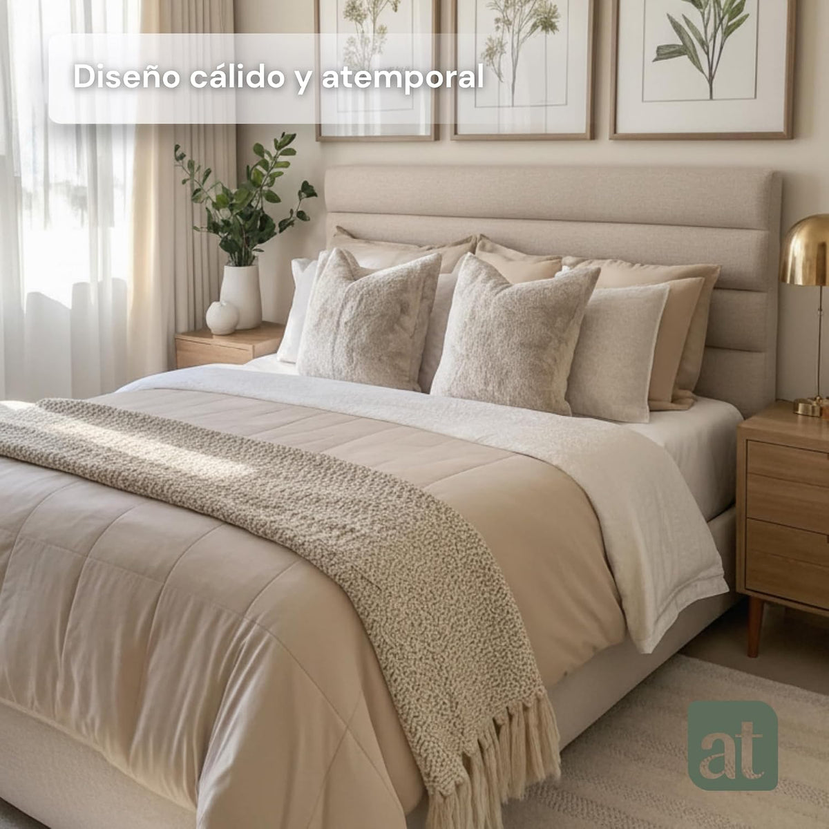 Base Cama con Cabecera Recamara Fácil Armado MATRIMONIAL