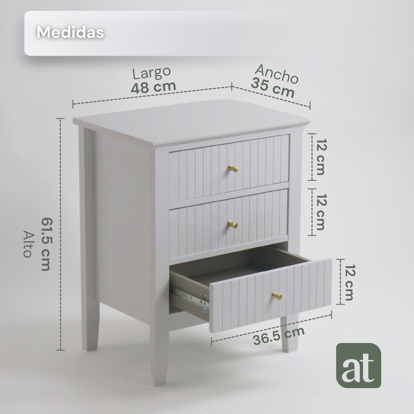 Buró Odette blanco 3 cajones