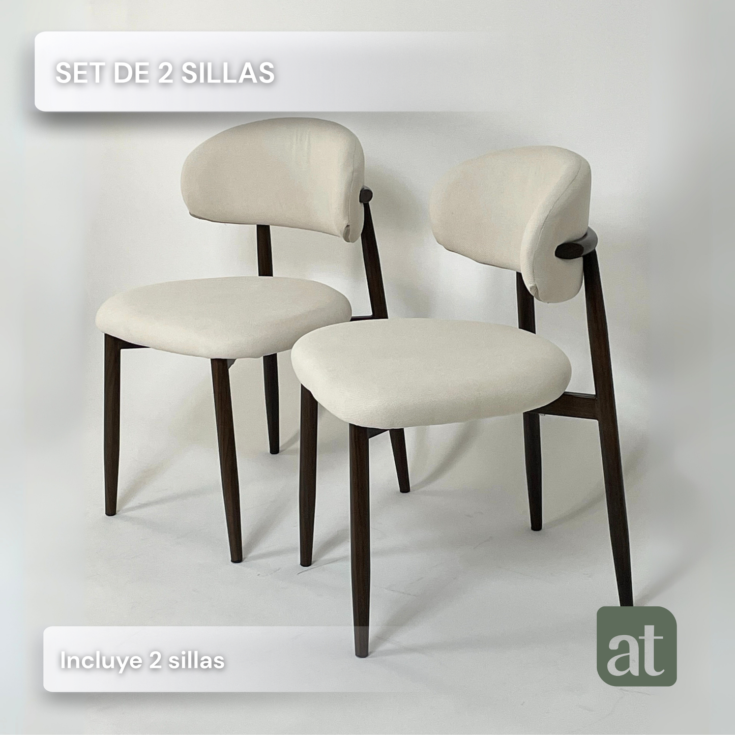 Set de 2 sillas con color crema