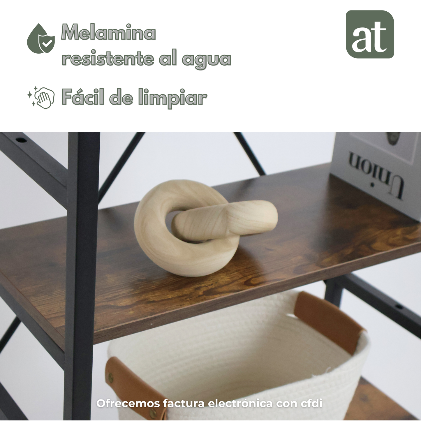 Librero organizador con 6 estantes de madera alto color café oscuro