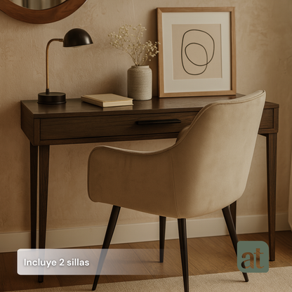 Set de 2 sillas con brazo color beige