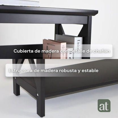 Credenza Recibidor Moderna - Mesa para Recibidor Entrada con 3 Repisas de Madera (Negro)