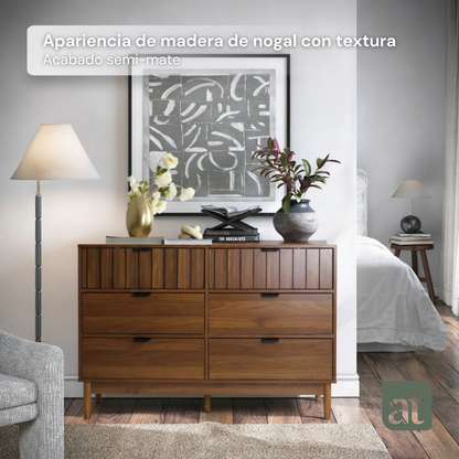 Cómoda/Cajonera color nogal con 6 cajones