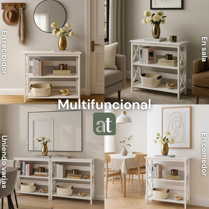 Credenza Recibidor Moderna - Mesa para Recibidor Entrada con 3 Repisas de Madera