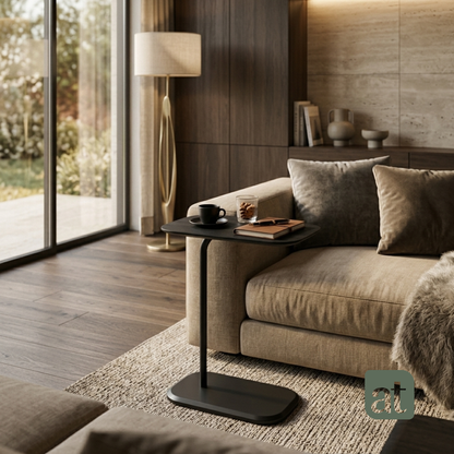 Mesa Auxiliar Minimalista para Sala  Cama sofá - Mesa Lateral  negro-negro