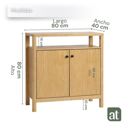 ALTALIA DECO HOME Credenza Bufetera de Madera MDF - Mueble Bufetero Moderno para Comedor/Sala TV - 2 Puertas, Repisa Interior - Credenza Muebles para Recámara - 80x40x80 cm