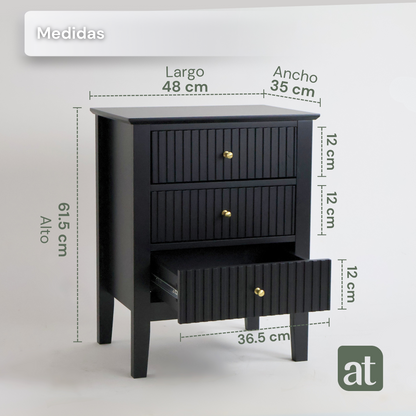 Buró Odette negro 3 cajones