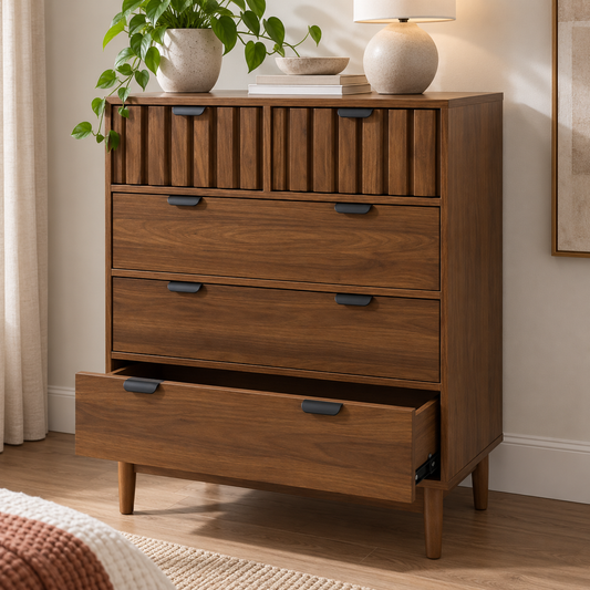 Cajonera Alta Modelo Arno - 80x40x101 cm - Cómoda 5 cajones