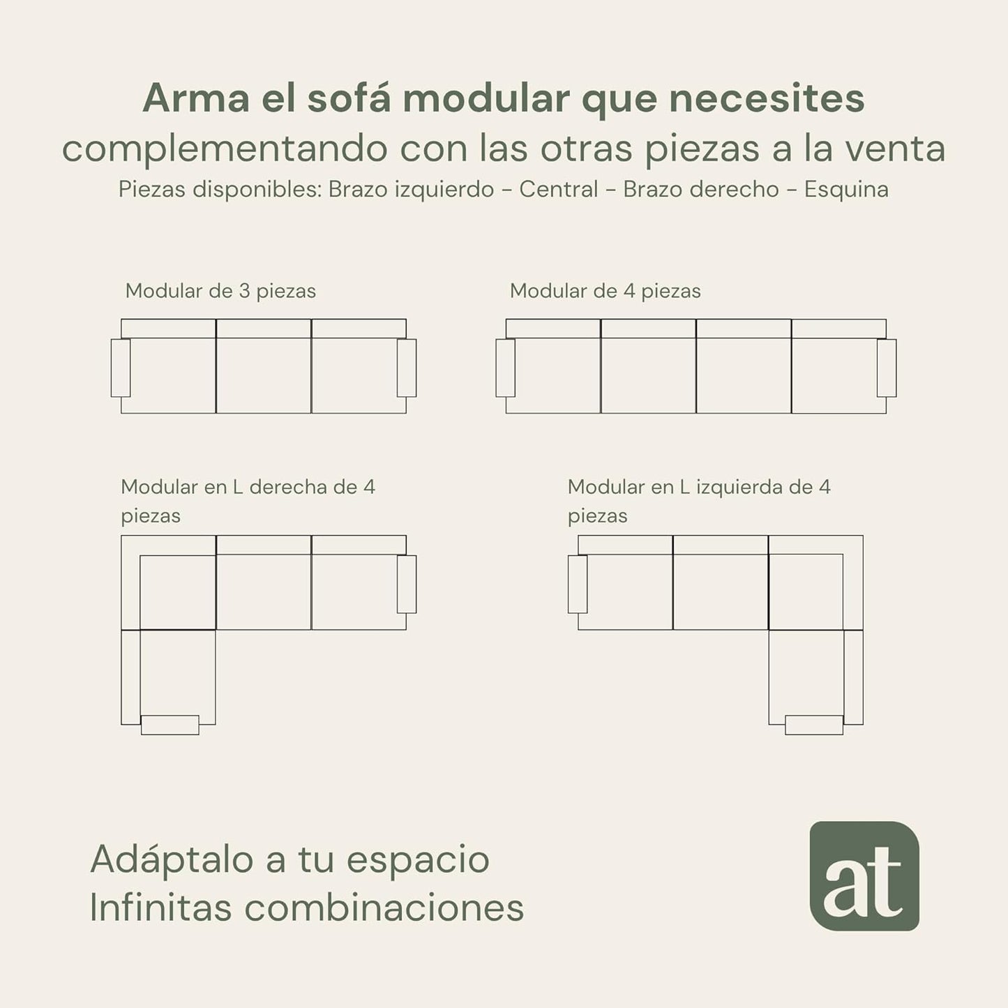 Sofa para Sala Modular - Sofá En Caja Comprimido, Asiento Central