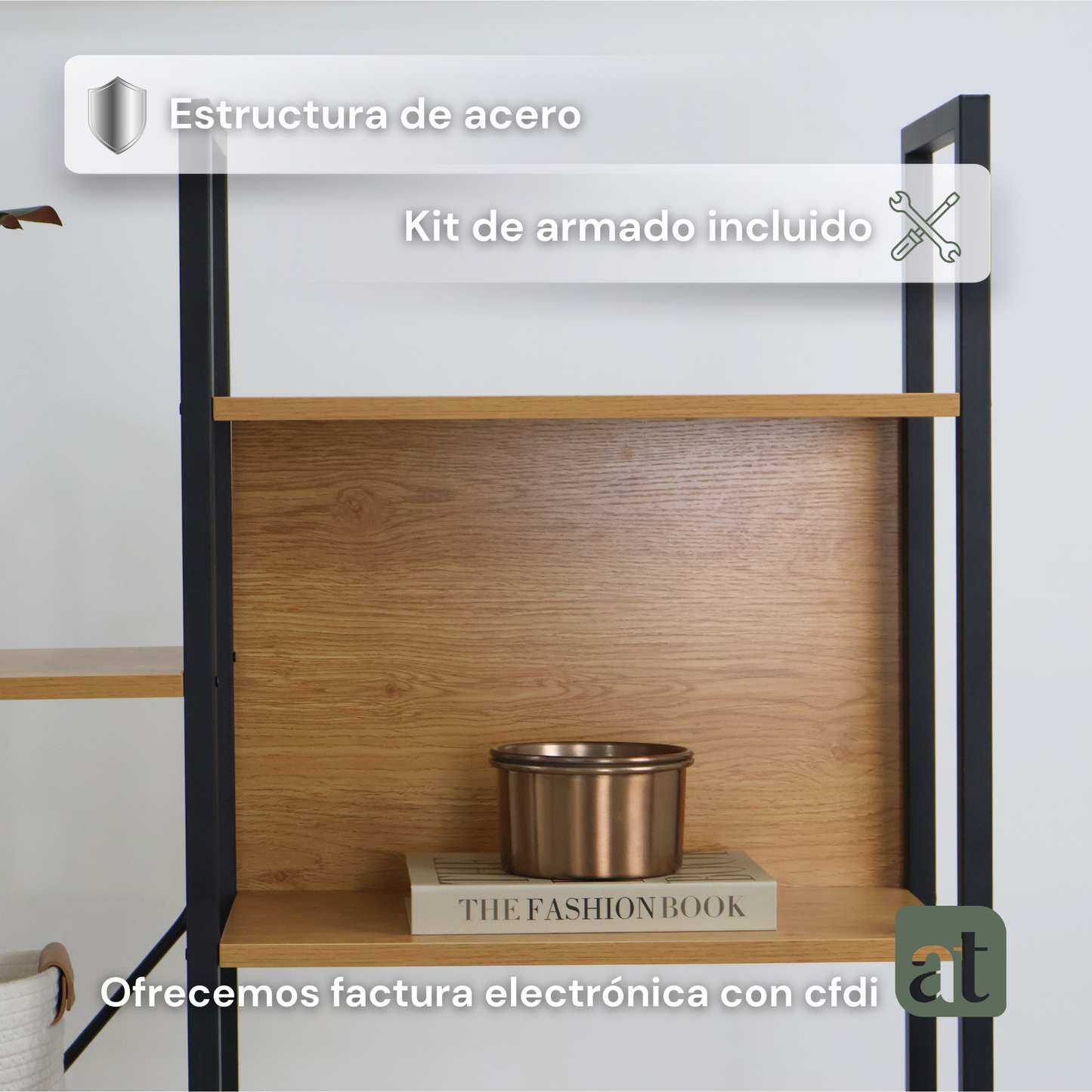 Librero grande con 3 secciones y 14 nichos de madera madera haya