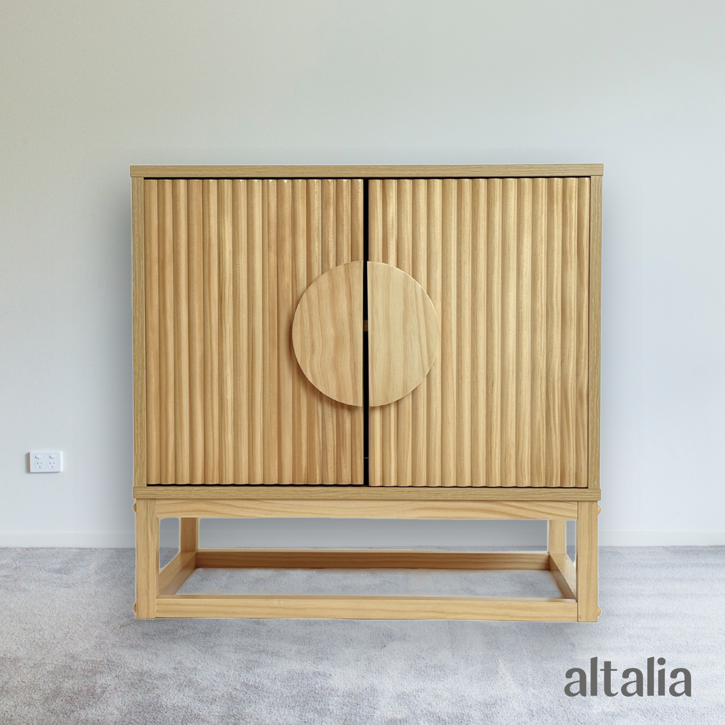 Buró para Recámara de Madera Minimalista Moderno (Natural) con 2 puertas