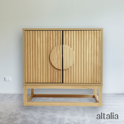Buró para Recámara de Madera Minimalista Moderno (Natural) con 2 puertas